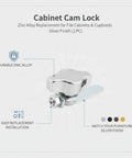 Sturdy Cam Lock For Cabinets, File Drawers And Cupboards, Zinc Alloy Replacement With Silver Finish, Built To Last