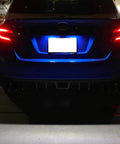 Night view of car rear with OEM-Fit 3W Full LED License Plate Light Kit Direct Fit For Scion FR-S Toyota 86 Subaru BRZ Impreza installed.