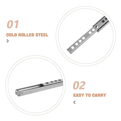 Bottom Mount Drawer Slides With Silent Glide And Ball Bearing, 17mm Wide Cold Rolled Steel Rails, Durable Replacement Detail