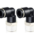 Two Male Elbow Push To Connect Fittings 12Mm Tube OD X 3/8 Inch NPT Thread Copper And Plastic Pack Of 2 for pneumatic tubing