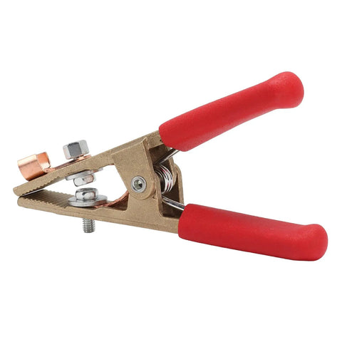 Heavy Duty 300A Welding Ground Clamp With Solid Brass Construction And Wide 45mm Jaw Opening For Secure Slip Free Grip On Thick Metal.