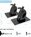 Stick On Curtain Rod Bracket Set 8 Pack No Drill Easy Mount Universal Plastic Holders including measurements and screws