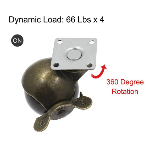 Tough As Nails Heavy Duty Steel Vintage Ball Caster Wheels With Smooth Swiveling Action And Reliable Locking Brakes Set Of Four with 360-degree rotation.