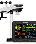 12-in-1 Wireless Weather Station SA6 With Rain Gauge, Wind Speed, Weather Forecast, Humidity, Air Pressure, Alarm Clock, No WiFi, 6.5 Inch Color Display With Adjustable Backlight, with outdoor sensor and indoor console