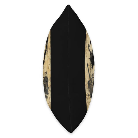 Side view of Dope Death Themed Scythe Art Gothic Throw Pillow Multicolor Double Sided Print Hand Cut And Sewn Cushion