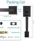 Front Door Handle Set Matte Black Exterior Interior Entry Lever Handleset With Century Trim packing list and dimensions