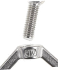 Close-up of Stainless Steel Flange Butterfly Wing Bolts Kit M6x20mm With Locking Hole for secure connections