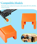Top Shelf Replacement Brad Nailer Nose Cushions 10 Pack Orange Anti Marring Bumper Tips For Porter Cable BN125A BN200A NS100 NS150A in use with nail gun.