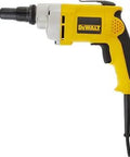Drywall Screw Gun With Variable Speed And Reversing, 6.5 Amp Power, One Quarter Inch Chuck, yellow and black design, side view