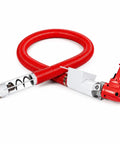Heavy Duty 16 Ft Grain Loading Conveyor With Thickened Hose And Steel Spiral For 480lb Per Min Bulk Material Handling At Mills Or Construction Zones, red spiral hose and motor.