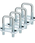Heavy Duty Square U-Bolt Clamp Kit For Trailers, 4 Sets, 25Mm Inner Width, 70Mm Length, Zinc Plated Carbon Steel M8 Hardware With Nut Plate And Washer