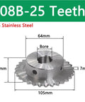 Heavy Duty Stainless Steel Sprocket For Industrial Chain Wheel Fits 20 To 28 Teeth, 25 teeth, 304 stainless steel, 105mm diameter.