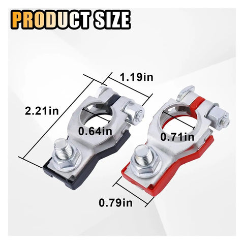 Beefy Dual Battery Terminal Connectors Set For Top Post Cables Positive And Negative With 2 Washers 1 Pair Heavy Duty