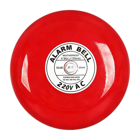 Mega Loud High Volume Electric Security Alarm System With 6 Inch Round Horn 95dB Penetrating Tone Multiple Power Options Durable ABS Construction Long Distance Sound Propagation Easy Mounting Reliable Early Warning For Home Or Business red 6-inch bell, 220V AC