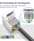 50 Pack Cat6 Toolless RJ45 Keystone Jacks No Punch Down Required Module Couplers White for network terminations