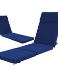 72 x 21 Inch Outdoor Chaise Lounge Cushions Set of 2 With Removable Covers 4-Section Design Water Repellent And Fade Resistant 6 Tie Straps Replacement For Patio And Pool Chairs In Navy