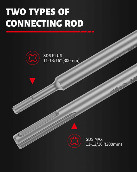 DAYDOOR concrete hole saw kit - two silver masonry core drill bits, SDS Plus & SDS Max, 11-13/16 in (300 mm) long
