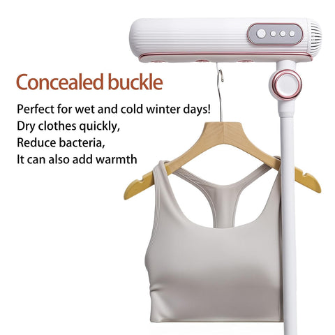 Hands Free High Speed Hair Dryer With Floor Stand 110000 RPM Brushless Motor Ionic Negative Ion Tech shown drying clothes