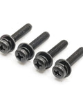 Replacement Tv Stand Screws Kit Features Four Premium Metric Black Machine Screws in close-up view, ideal for secure mounting.