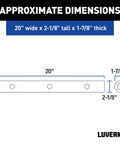 Dimensions of 20 Inch Universal Rubber Bumper Guard Strips for Loading Docks and Trucks with predrilled holes, 2 Pack