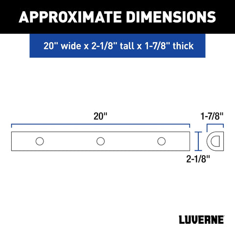Dimensions of 20 Inch Universal Rubber Bumper Guard Strips for Loading Docks and Trucks with predrilled holes, 2 Pack