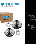 Front Wheel Bearing And Hub Kit For Toyota 4Runner Sequoia Tacoma Tundra 1995 To 2007 Includes Two Front Bearings And Two Front Hubs OEM Equivalent Replacement DIY Friendly Install High Quality Steel Bearings
