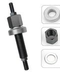 Chevy Harmonic Balancer Installation Tool for 350 Small Block and Big Block Cranks SBC BBC showing threaded rod, nut, and washers