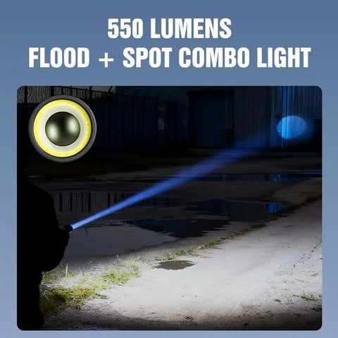 Compact Rechargeable LEP Flashlight That Is A Real Workhorse With 700 Meter Range And Triple Light Sources White Beam COB Flood