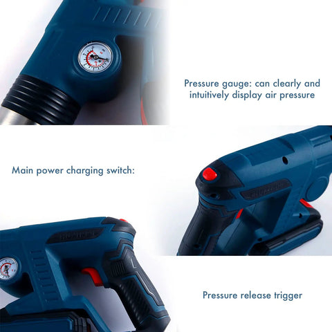 Five In One Toilet Plunger Kit With Air Pressure Hand Pump No Fuss High Pressure Plunger Set pressure gauge and trigger details