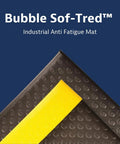 Bubble Textured Anti Fatigue Mat With Dyna Shield For Industrial And Commercial Workspaces Three Foot By Six Foot By One Half Inch Slip Resistant Cushioning Tough As Nails Black And Yellow Mat For Standing Long Shifts corner view