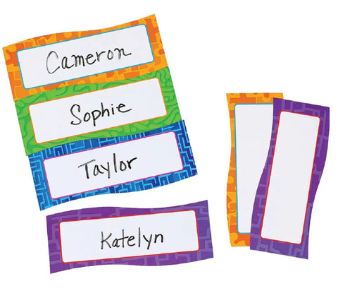 Magnetic Name Plates For Desks And Classrooms Reusable Dry Erase Name Tags Set Of 20 In Four Colors for easy seat assignments.