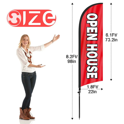 Open House Flags For Real Estate Pros With Pole Kit And Ground Stake Eight Foot Tall Outdoor Signage For Real Estate Listings