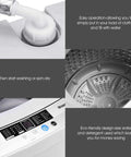 Close-up of Straight Up Reliable Portable Full Automatic Washing Machine With Built In Drain Pump And Smart Digital Controls, showing washing tub and controls.