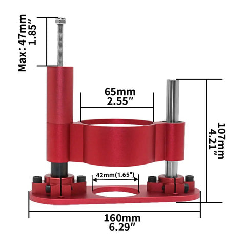 Heavy Duty Aluminum Router Lift Kit And Table Insert Plate With Stainless Steel Mounts For Serious Woodworking, dimensions shown.
