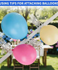 Clear 12 Pack Large Balloon Arch Clips Set For Backdrops And Crafts showing spring clamps attaching balloons outdoors