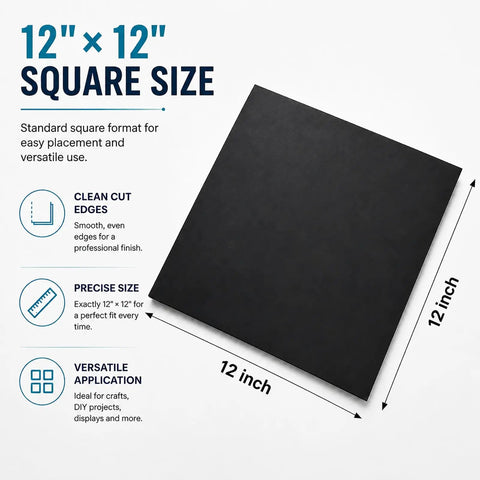 12x12 inch Ultra Grippy Self Adhesive Rubber Pad Sheet Heavy Duty Non Slip Backing for DIY gear and furniture cushioning in black.