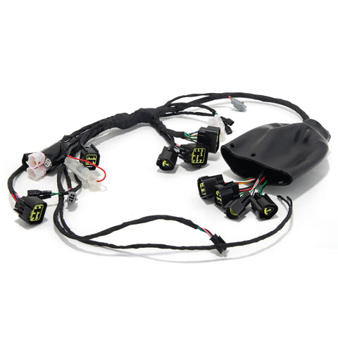 Full Plug In Ready Main Wiring Harness Assembly For Sur Ron Light Bee X Segway X160 X260 79 Bike Falcon M E Ride Pro SS Replacement Copper PVC Wire Harness Kit For Easy Accurate Vehicle Wiring. Detailed view of black connectors and wiring layout.