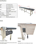 Diagram and close-up of 110V PVC Belt Conveyor With Double Guardrail 177 Inch Length 15.7 Inch Width Stainless Steel Belt.