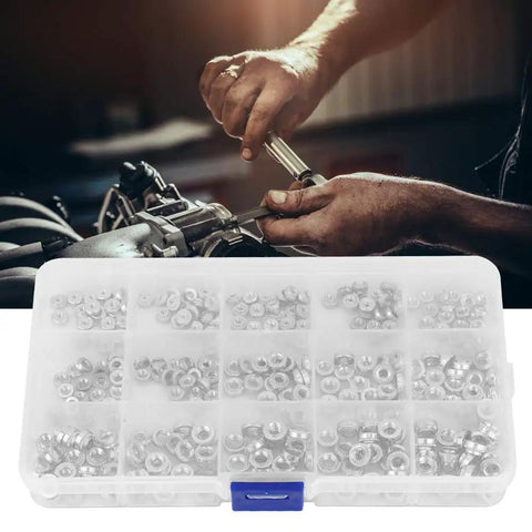 Pro Grade Self Clinching Nuts Kit With M2 M3 M4 M5 Stainless Steel Press Fit Fasteners displayed in a case, used for auto repair.