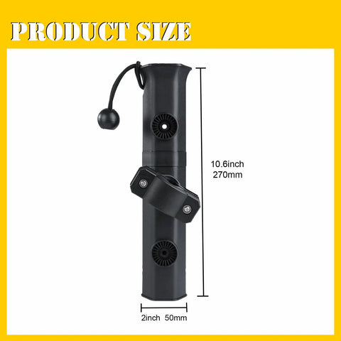 No Sweat Clamp On Bike Fishing Pole Holder And Motorcycle Rod Mount With Anti Skid Silicone Grip adjustable angle bracket 2 inch by 10.6 inch.