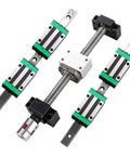 Workhorse Hgr20 Linear Guide Pair With Hgh20ca Carriage Blocks And Sfu1605 Ball Screw Kit Featuring Bk Bf12 Ends For Diy Cnc Lathes components with rails and blocks.