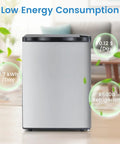 Compact 2.1 Cu Ft Upright Freezer With Reversible Door And Adjustable Thermostat For Dorms And Apartments showcasing energy efficiency features.