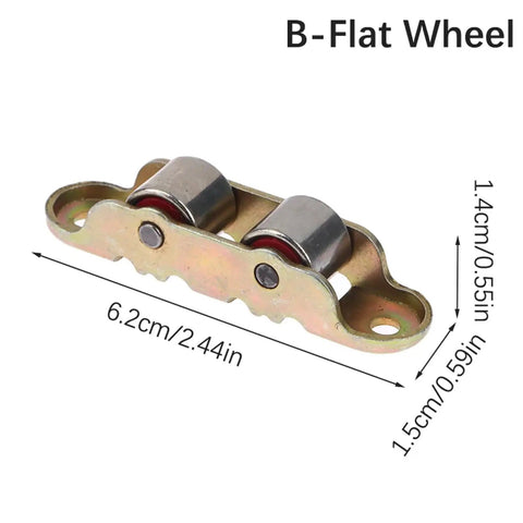 B-flat wheel from 30 Piece Double Wheel Metal Sliding Door Pulleys Track Roller Hardware Kit, measuring 6.2cm, smooth rolling design.
