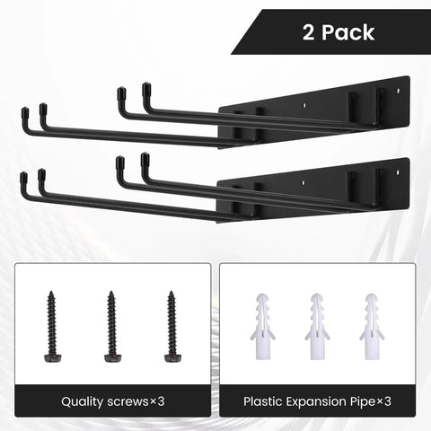Heavy Duty Folding Chair Storage Rack Set for Garage and Home, Space-Saving Wall-Mount Organizer With 12.2 Inch Utility Hooks