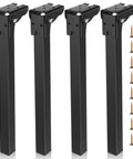 14 Inch Folding Table Legs 4 Pack Heavy Duty Metal Furniture Legs With Locking Hinges Mounting Screws matte black finish, solid construction.