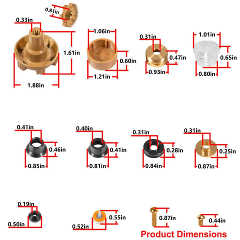 RK-17MH Outside Faucet Repair Kit With Metal Handle Replacement Parts dimensions for Woodford Model 17