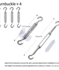 Beefy Heavy Duty Anti Rust Shade Sail Hardware Kit For Rectangle Or Square Sun Sails, showing 4 adjustable turnbuckles.