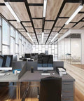 Plug and Play LED Shop Light Waterproof and Linkable 18W 2000LM 5000K installed in modern office ceiling