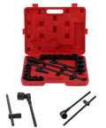 Get This Insane 21 Piece Deep Impact Socket Set With 3/4 And Two Inch Heads For Heavy Duty Vehicle Repair Jobs Making Mechanics Look Like Total Bosses Who Ace Every Tough Job Under The Hood Fast, red case open with black sockets and ratchets