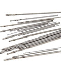 Close-up of metal Must Have 20 Piece Micro Drill Bit Set HSS Twist Bits 0.3mm to 1.6mm for precision work.